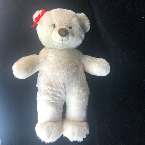 Build A Bear Polar Bear Plush White Cream Brown Nose 14” Stuffed Animal Toy Bow - Picture 4 of 9